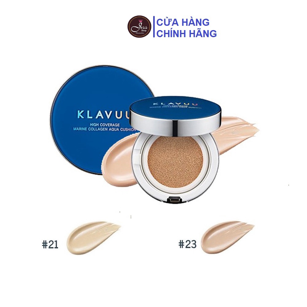 Phấn Nước Dưỡng Ẩm Klavuu Blue Pearlsation High Coverage Marine Collagen Aqua Cushion SPF50+ PA+++ 12g