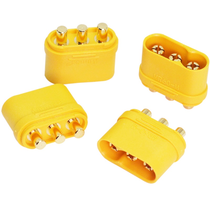 Set 5 Cặp Đầu Nối Chữ T MR60PB Male MR60 Female 3 Core Mạ Vàng Cho Máy Bay Điều Khiển Từ Xa