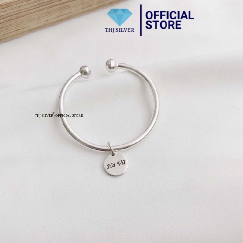 Vòng tay nữ bạc ta THJ-Vòng tay khắc thẻ tên theo yêu cầu