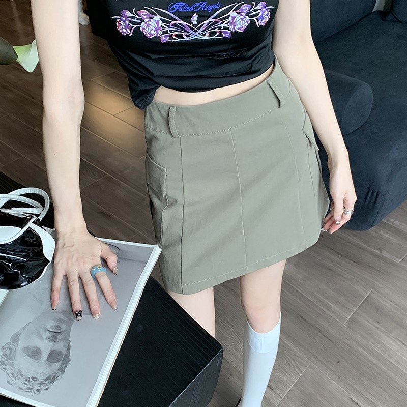 Chân váy nữ phối túi hông LEEVA  phong cách nhẹ nhàng đơn giản CV039