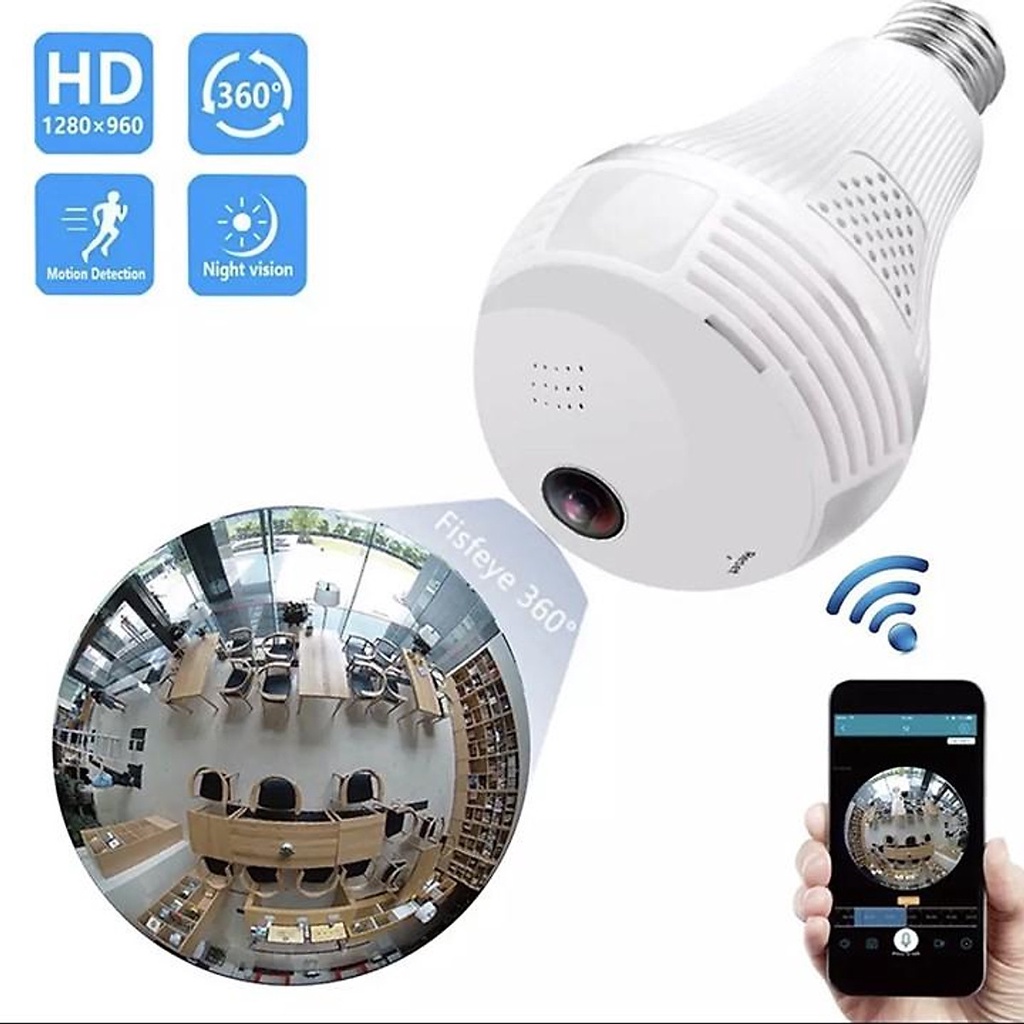 Camera ICSEE WIFI Tích Hợp Bóng Đèn Led Sáng Quan Sát Toàn Cảnh 360°, APP ICSEE Không Có Góc Khuất, ĐỘ PHÂN GIẢI 2.0MP