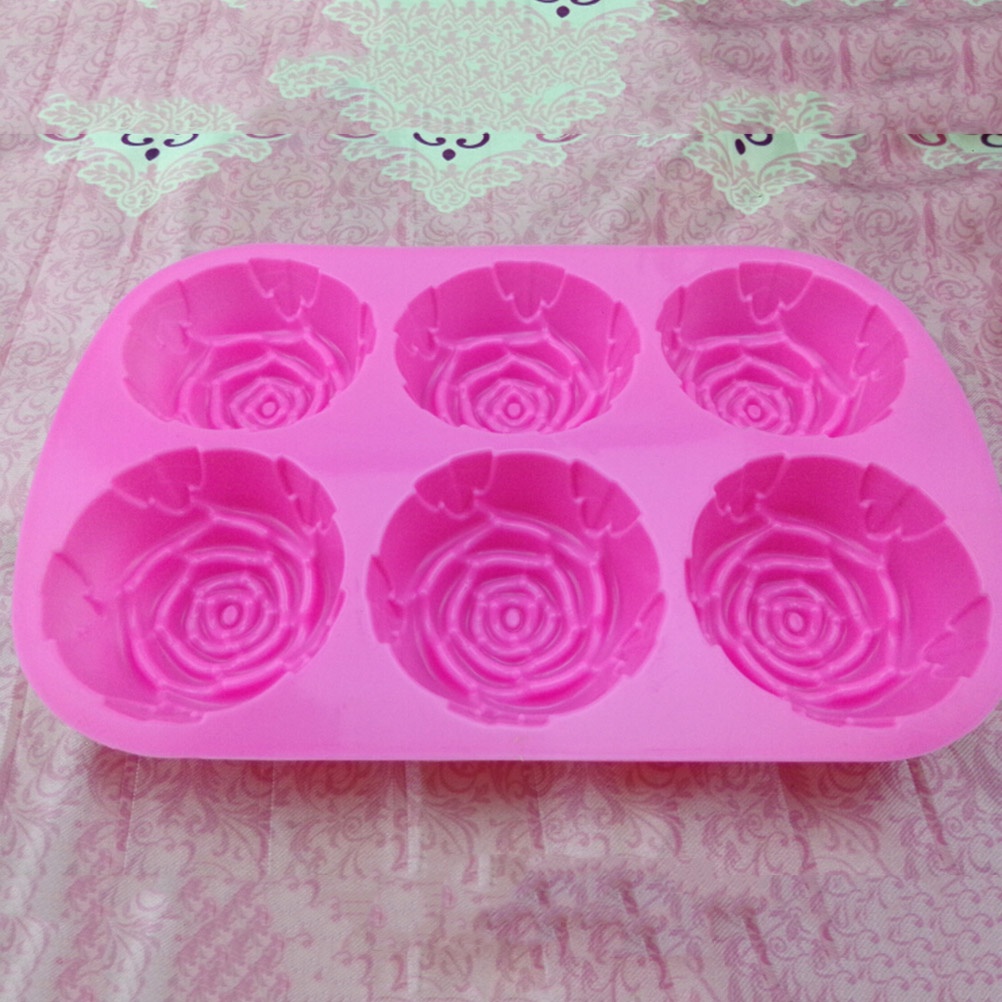 Khuôn Silicone Làm Kẹo Đường / Soocola 6 Ngăn Hình Hoa Hồng