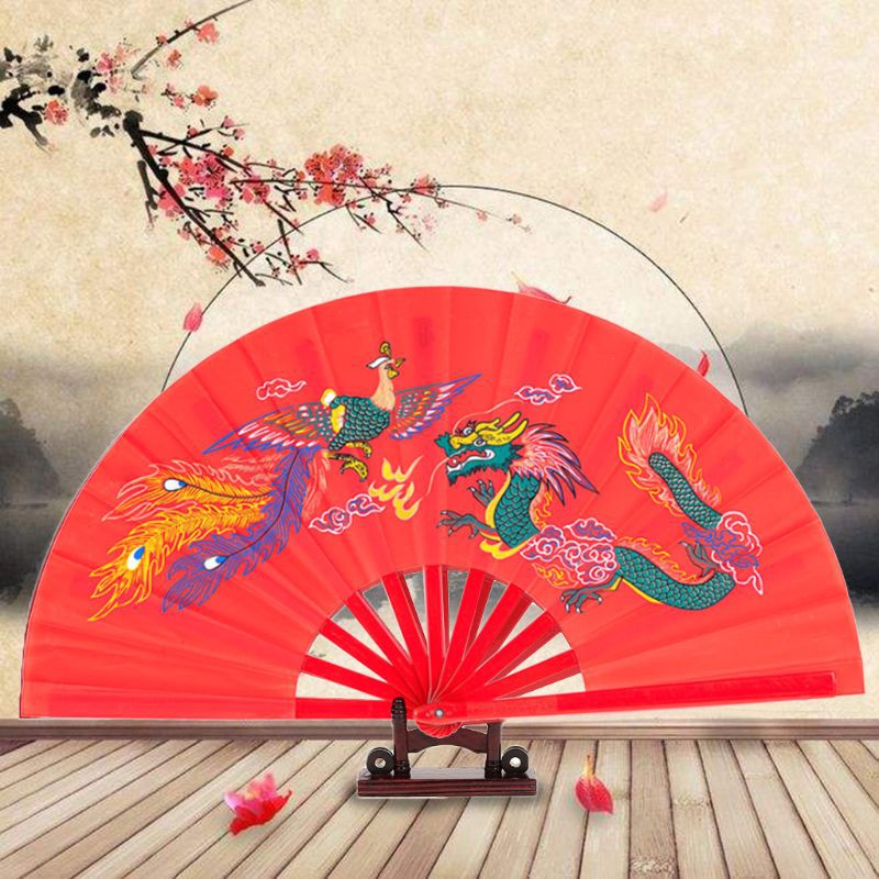 Quạt cầm tay bằng nhựa họa tiết hình rồng / phượng hoàng Trung Hoa