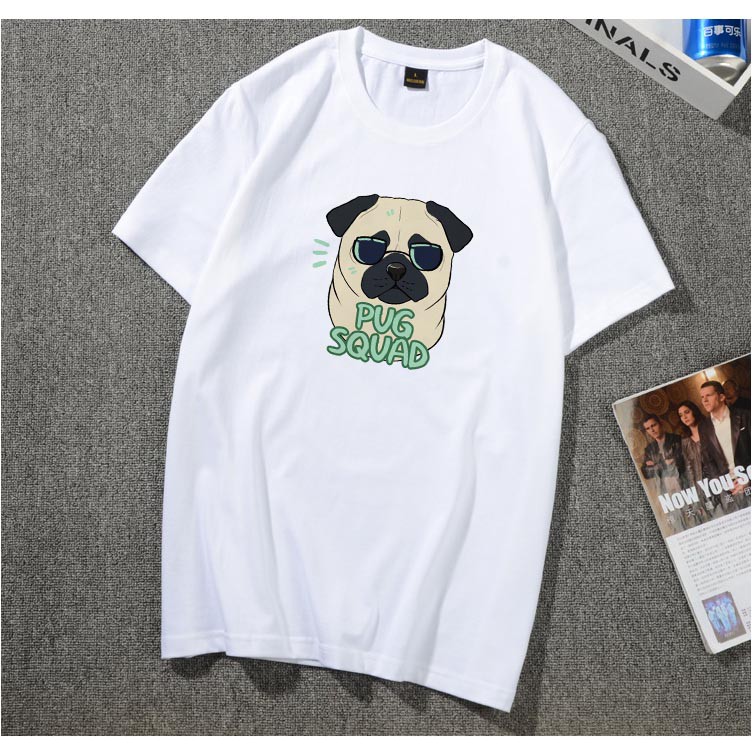 Áo thun đôi nam nữ tay lỡ PUG SQUAD đơn giản dễ thương dáng unisex form rộng oversize basic tee phông streetwear