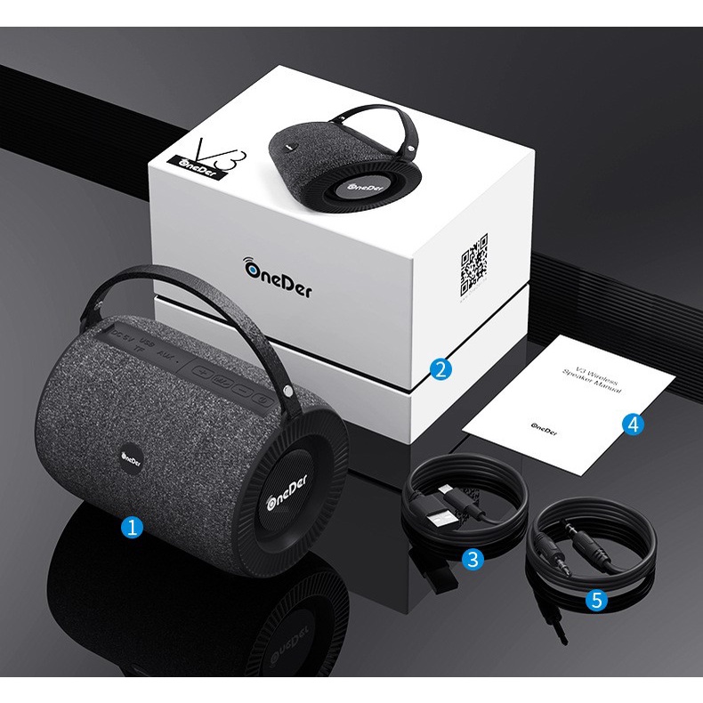 Loa Bluetooth Không Dây Xách Tay OneDer Phantom V3 Bass Mạnh Mẽ Chống Nước Hỗ Trợ Thẻ Nhớ
