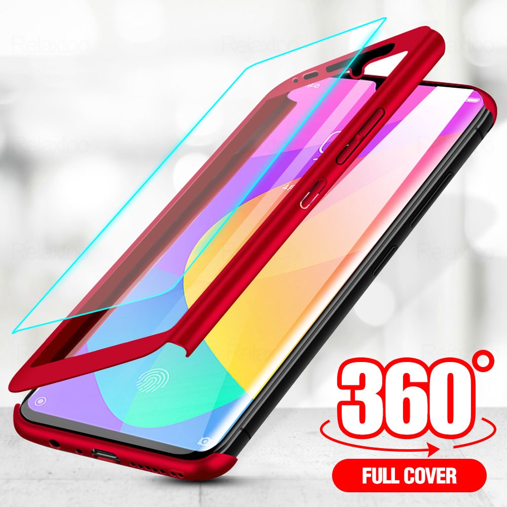 Ốp điện thoại kèm mặt kính 2 trong 1 bảo vệ toàn diện 360 độ dành cho Xiaomi Redmi Note 8 Pro 8T 8A 7 Pro