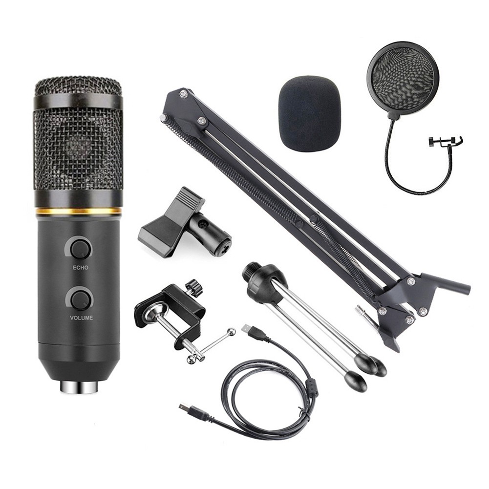 BM800 condenser microphone USB microphone computer recording microphone with tripod，Multifunctional Wired Cardioid Mic