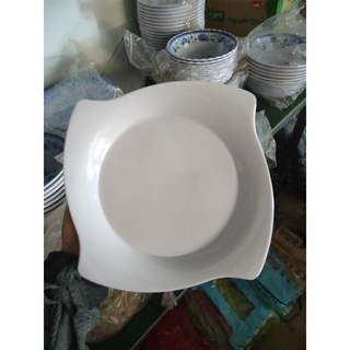 Dĩa trắng cạn nhựa melamine dày dặn