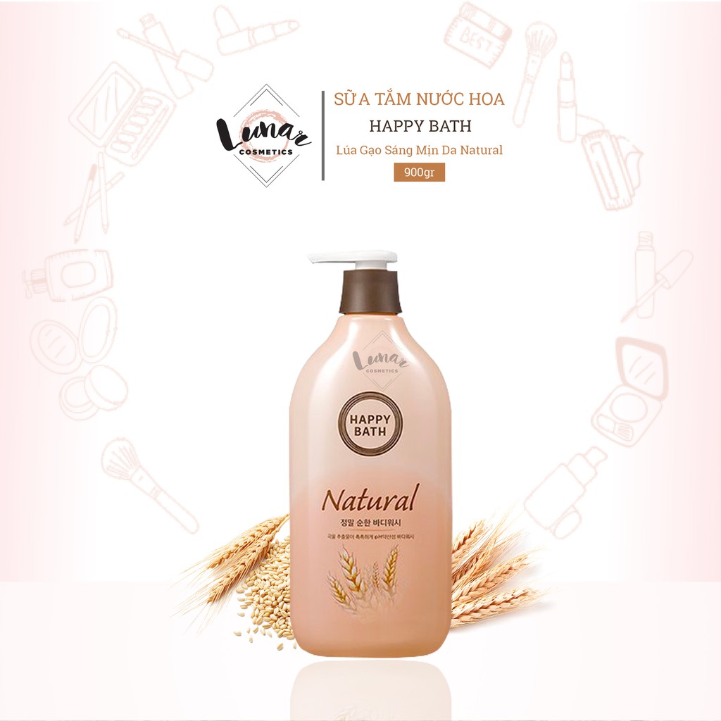 Sữa Tắm Nước Hoa Happy Bath Lúa Gạo Sáng Mịn Da Natural Body Wash 900gr