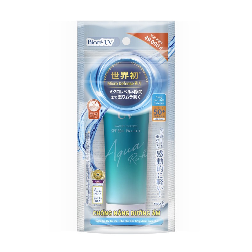 Essence Chống Nắng Màng Nước Dưỡng Ẩm Biore UV Aqua Rich Watery Essence SPF50+/PA++++ 85G