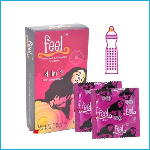 Bao Cao Su Gân gai Kéo dài thời gian 12 chiếc Feel 4 in 1