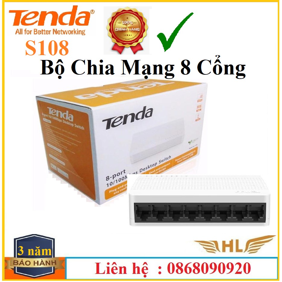 Bộ Chia Mạng 5 Cống, 8 Cổng Switch Tenda S105 và tenda S108-Hàng Chính Hãng