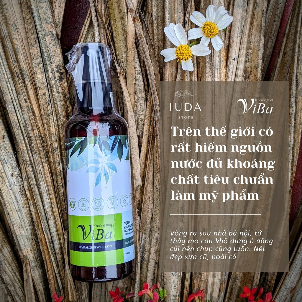 Xịt khoáng tươi VIBA 250ml cấp, dưỡng ẩm, kiềm da dầu, khóa trang điểm - IUDA Store