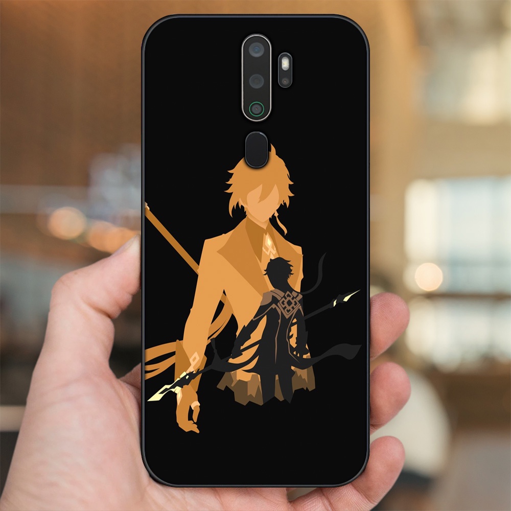 Ốp lưng Oppo A5 2020, A9 2020 viền đen in hình Zhongli Genshin Impact