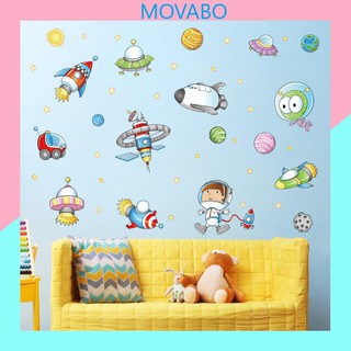 Decal trang trí cho bé dán tường hình các phương tiện du hành vũ trụ kích thước 100x75cm