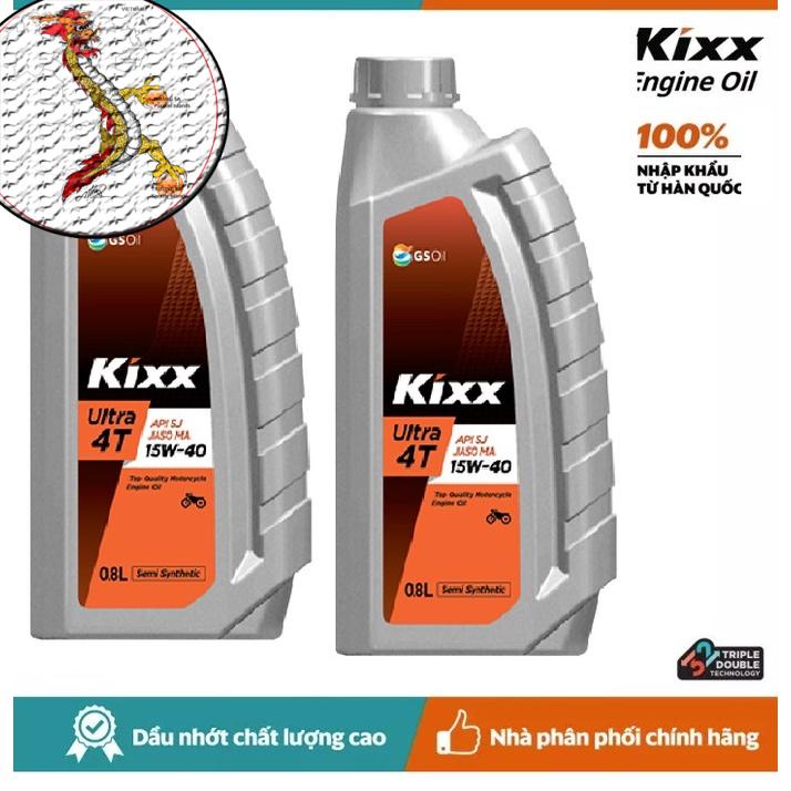 [Chính hãng]  Nhớt Kixx ultra 15W40  nhập khẩu Hàn Quốc 800ml, nhớt kixx 15W40 cho xe máy xe côn tay chai 800ml giá bèo