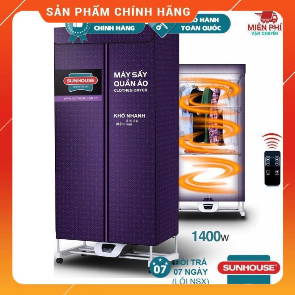 Máy Sấy Quần Áo Sunhouse SHD2707 Công Suất 1400w Khô Nhanh Có Điều Khiển Từ Xa , KL 15kg - BH 1 Năm