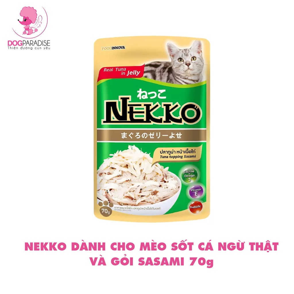 Pate cá ngừ cho mèo Nekko Gravy dạng nước sốt thơm ngon 2 vị túi 70g - Dog Paradise