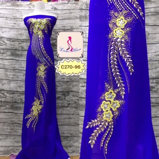 Vải áo dài kết cườm