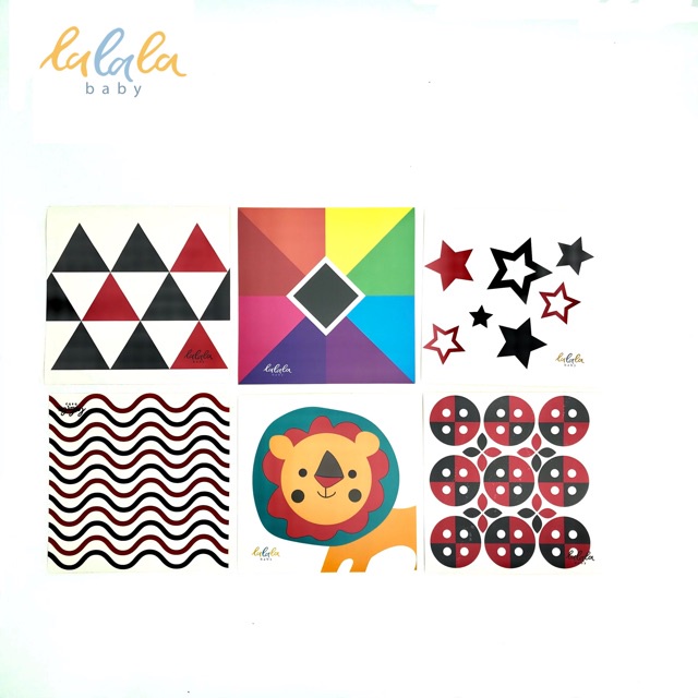 Bộ 6 thẻ decal dán tường KÍCH THÍCH THỊ GIÁC cho bé sơ sinh