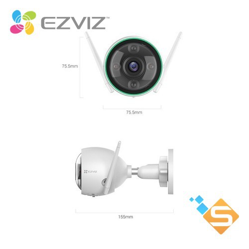 Camera WiFi Ngoài Trời EZVIZ C3N 2.0MP 1080P Ghi Hình Màu Ban Đêm Tích Hợp AI - Bảo Hành Chính Hãng 2 Năm