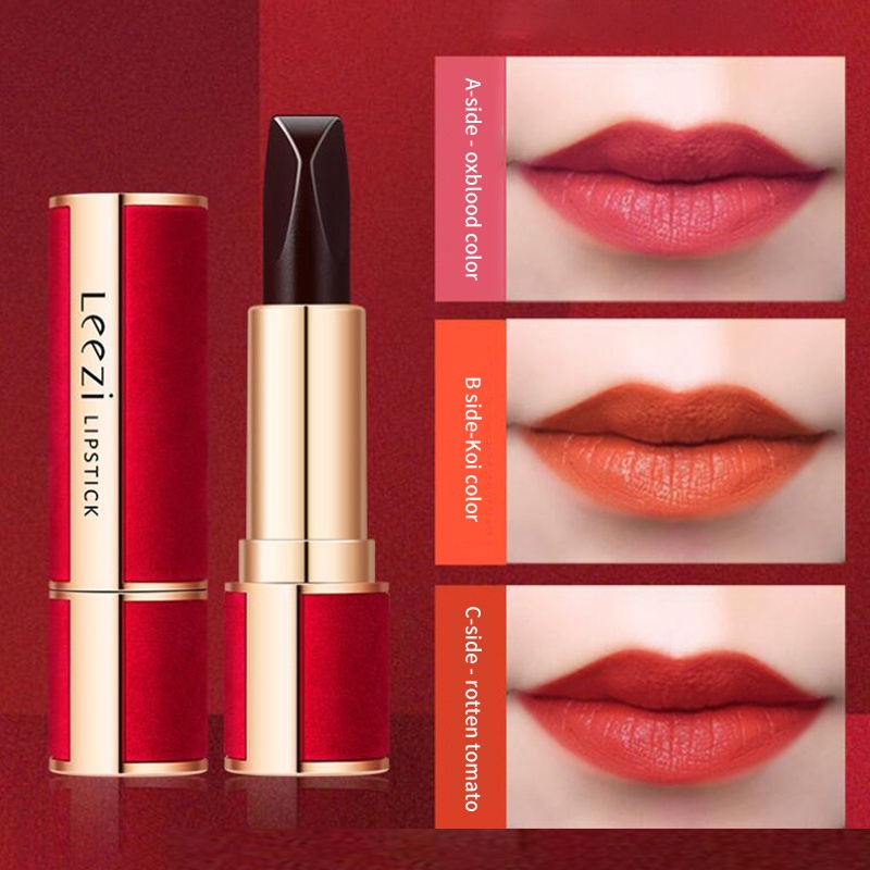 Son Môi Liz Red Velvet Ba Màu Lì Không Dính Cốc 3 Màu Sắc Tùy Chọn