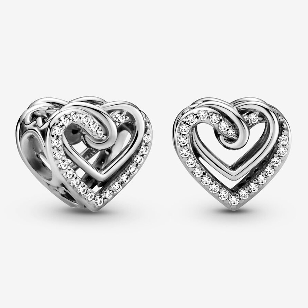 Dây Chuyền Mạ Bạc / Vàng Hồng Đính Hạt Charm Gia Đình Pandora Lấp Lánh