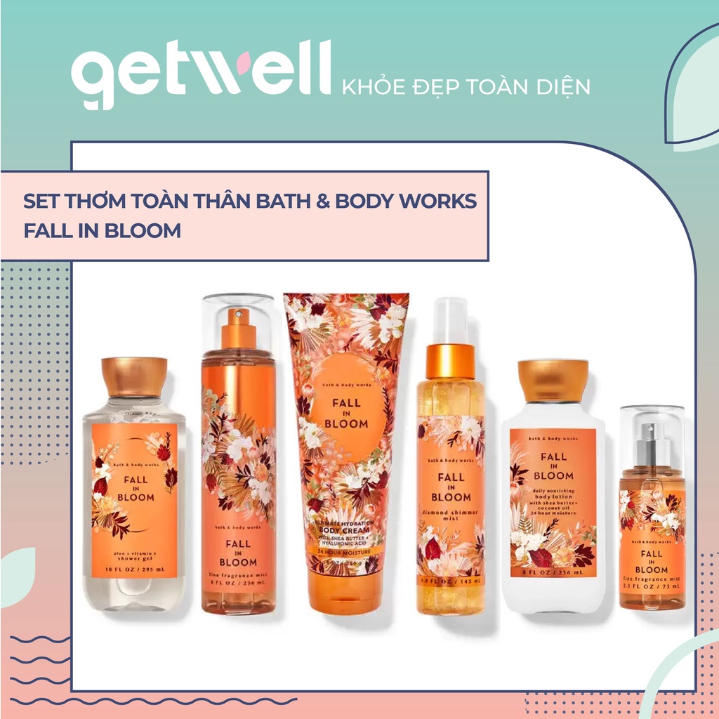 FALL IN BLOOM Sản Phẩm Tắm Dưỡng Xịt Thơm Toàn Thân Bath & Body Works Body Lotion Body Mist Shower Gel