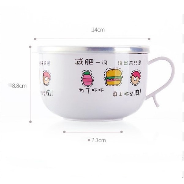 Bát úp mì lõi inox giữ nhiệt nắp TRONG SUỐT, tặng kèm muỗng , tô đựng mì giữ nhiệt tiện ích