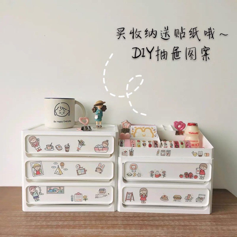 Hộp đựng đồ trang điểm ngăn kéo + tặng sticker -may.decor-