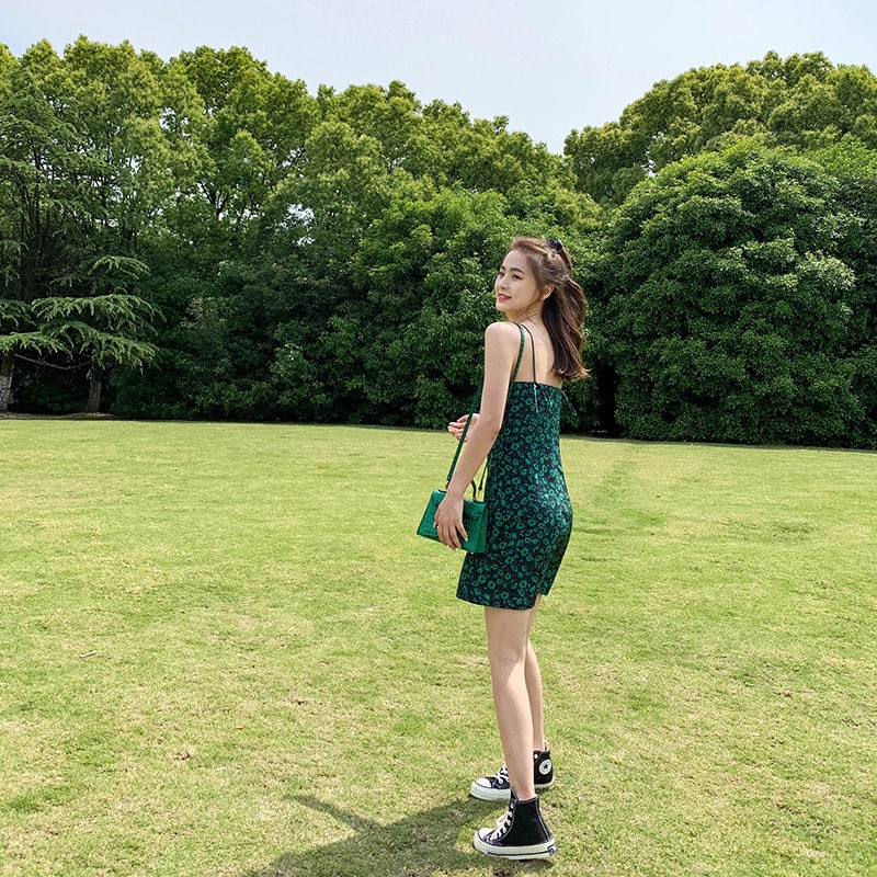 Đầm Hai Dây Mùa Hè Họa Tiết Hoa Phong Cách Mori Fairy Thời Trang Mới 2021