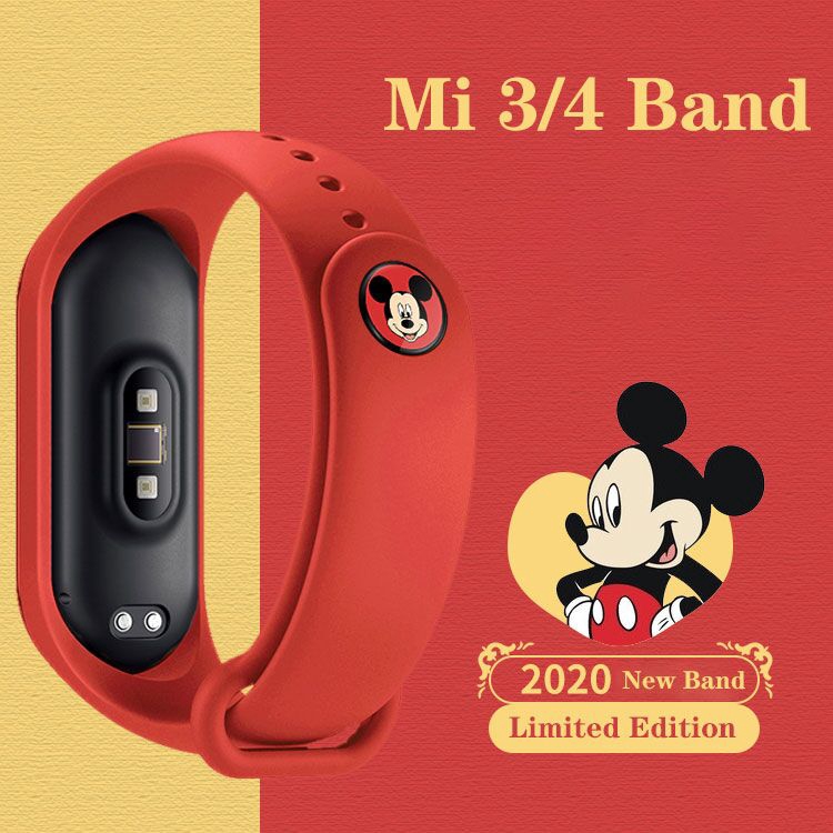 Dây đeo tay thay thế bằng silicon hình chuột minnie màu đỏ dễ thương cho Mi Band 3