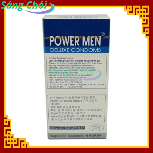 Bao Cao Su POWER MEN Viagra Hộp 12 Chiếc - Kéo Dài Thời Gian Không Xuất Tinh Sớm - POWER MEN Viagra Condoms 12s - BCS