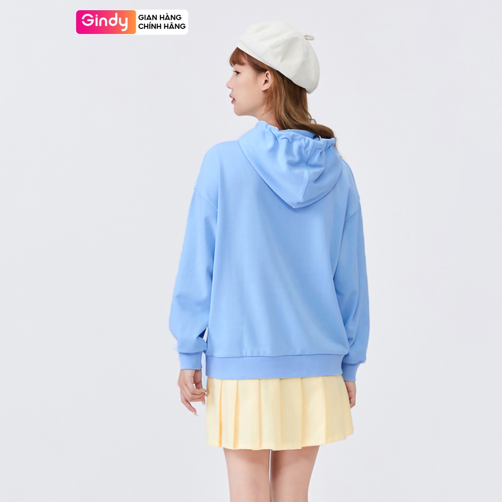 Áo hoodie trơn nữ GINDY dài tay có mũ basic form rộng unisex chất nỉ Ulzzang Hàn Quốc thời trang thu đông AMN004