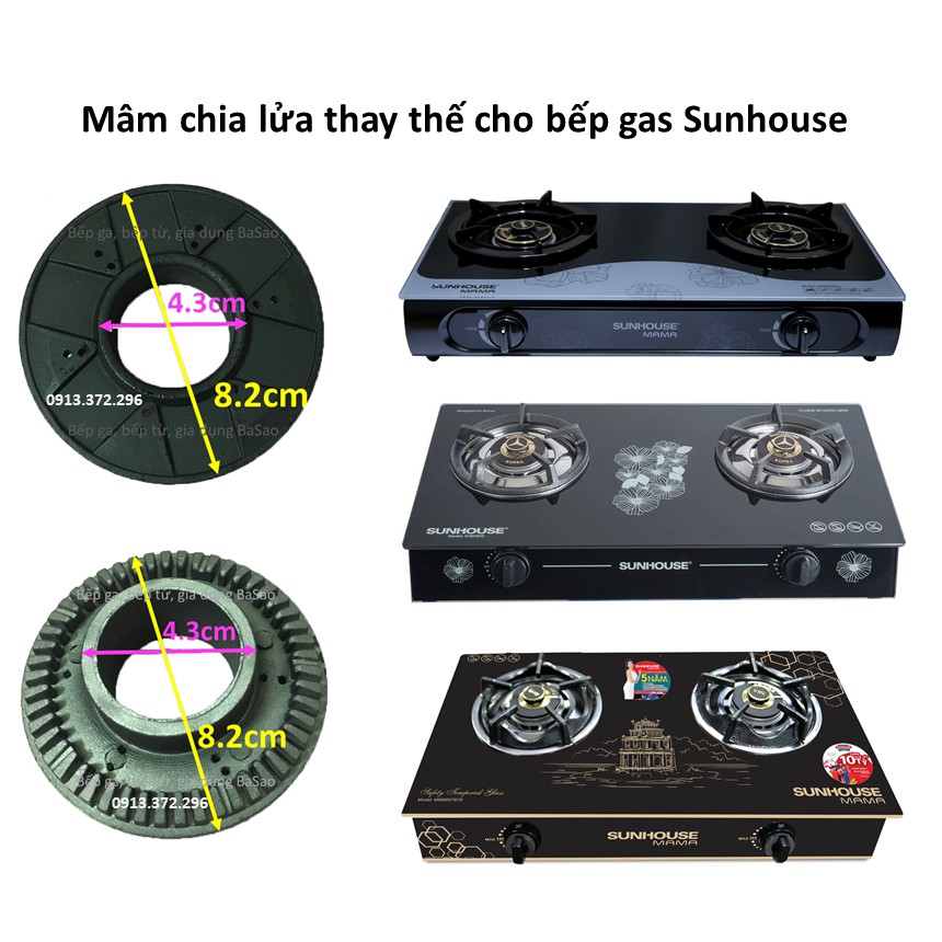Mâm Chia Lửa  Thay Thế Cho Bếp Gas Sunhouse Đường Kính Trong 43mm, Đường Kính Ngoài 82mm