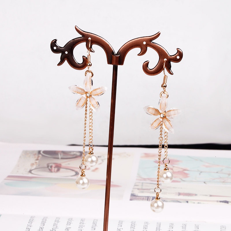 Đôi bông tai tua rua dáng dài đính ngọc trai nhân tạo sang trọng cho nữ