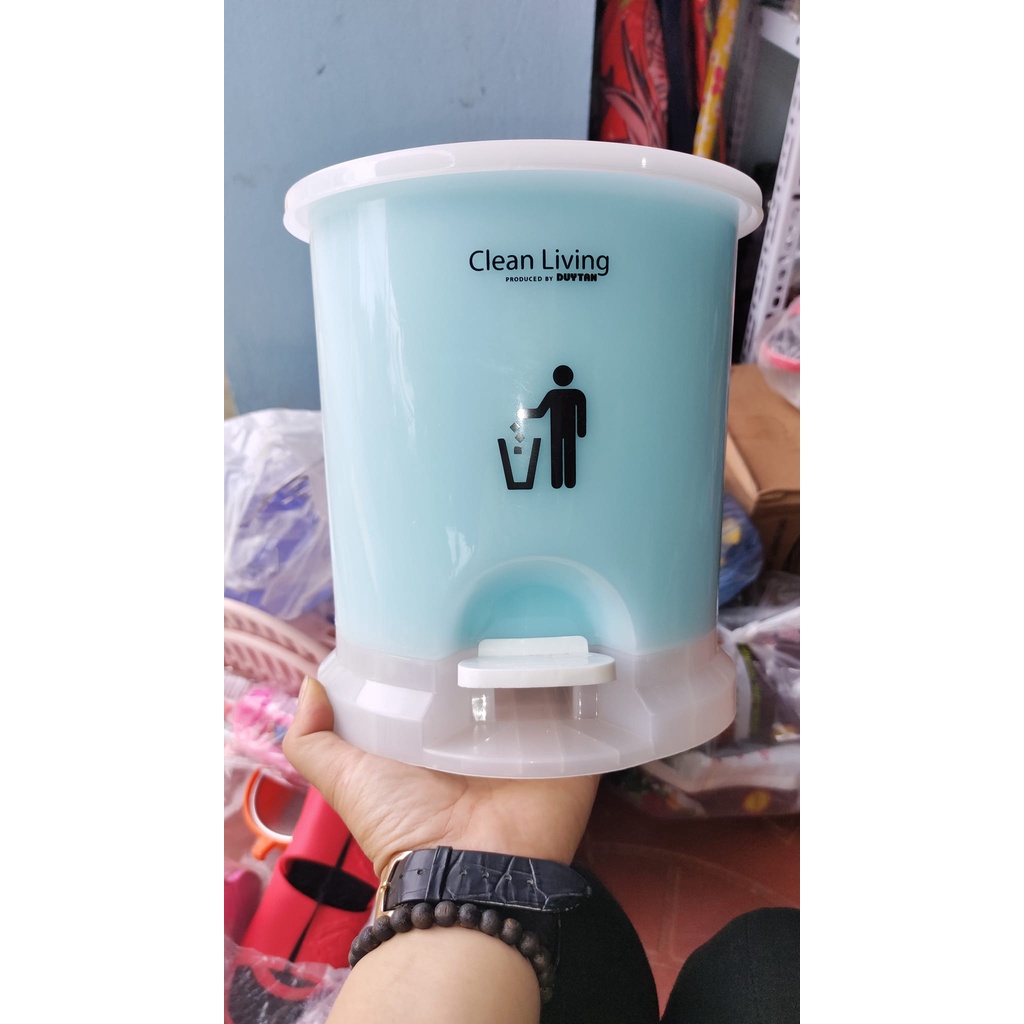 Thùng rác Nhựa Duy Tân hình Oval đạp chân loại nhí dung tích 2.6L- Kích thước: 20 x 18 x 22cm