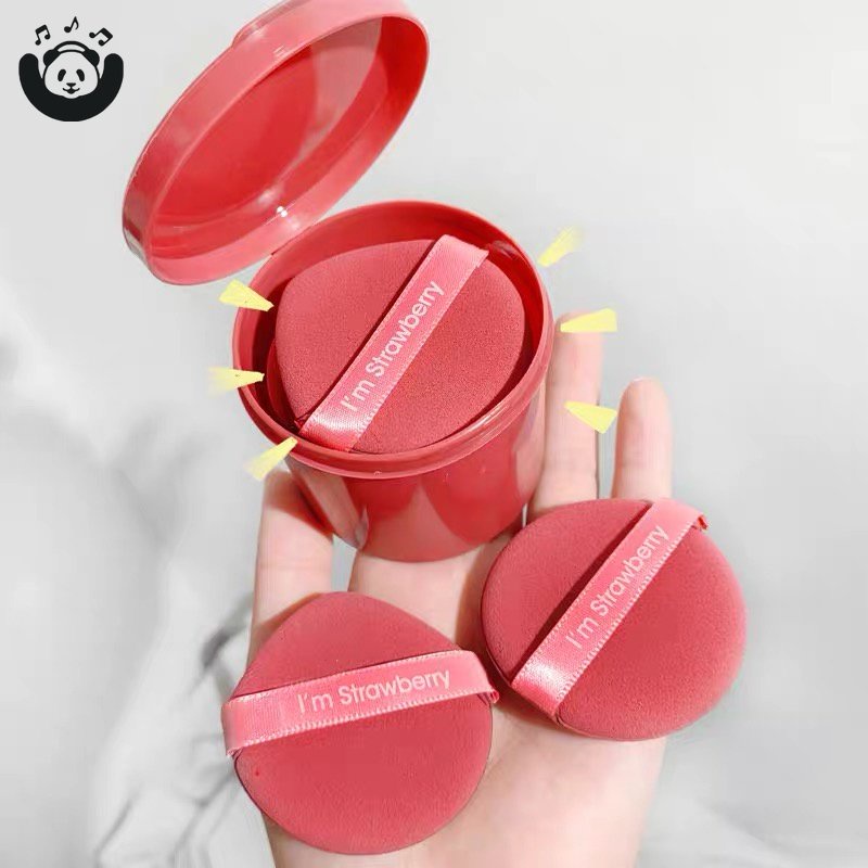 Set 7 Mút Trang Điểm Mềm Mại Thiết Kế Hai Mặt Hình Trái Dâu Tây Dễ Thương