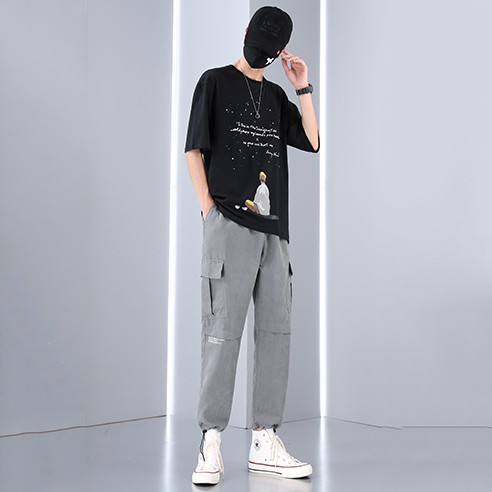 Bộ Đồ Thun Nam Thể Thao Áo Phông Chàng Trai Ngắm Sao Và Quần Jogger Túi Hộp Bo Gấu SET NAM 90000167 | BigBuy360 - bigbuy360.vn