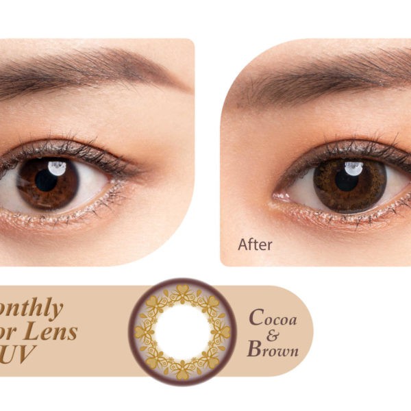 Lens Seed màu Cocoa &amp; Brown 1 tháng- kính áp tròng Seed Nhật Bản màu 1 tháng.