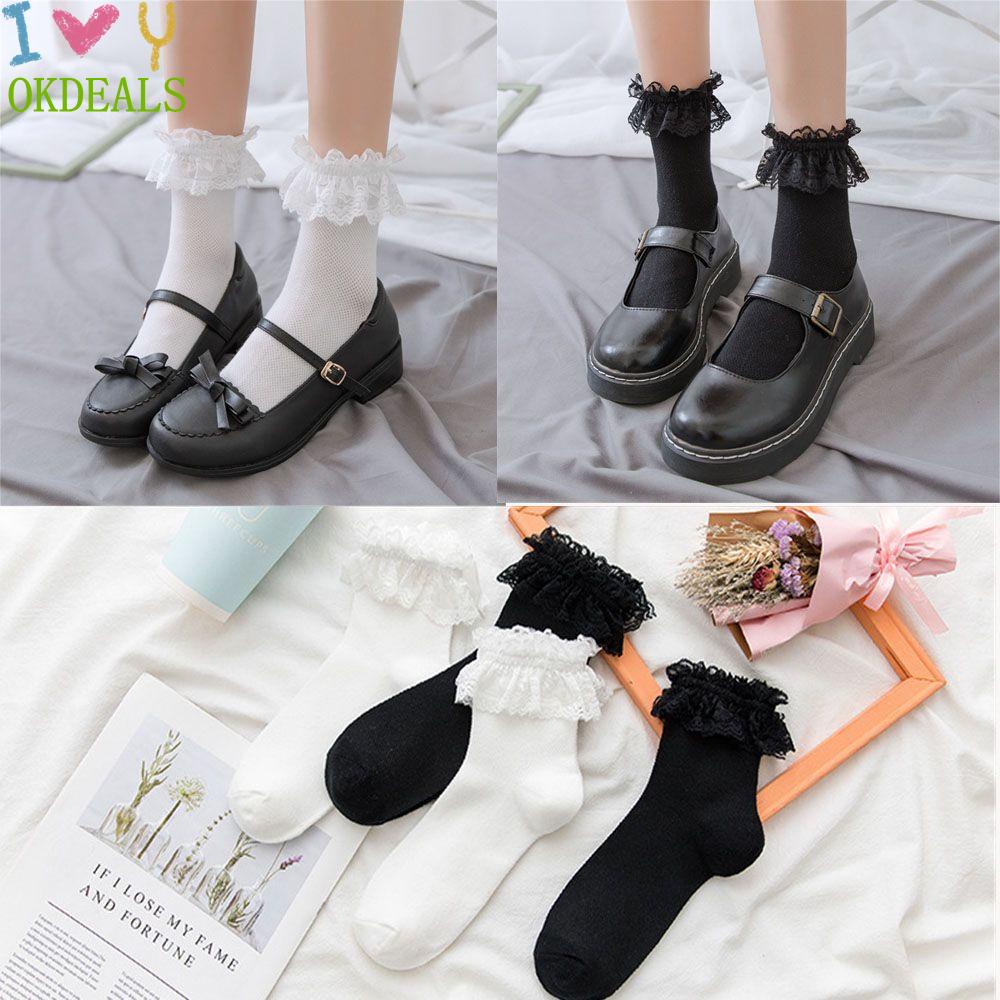 Quần Tất Lưới Phối Ren Hoa Nhiều Màu Sắc Phong Cách Lolita Y2K