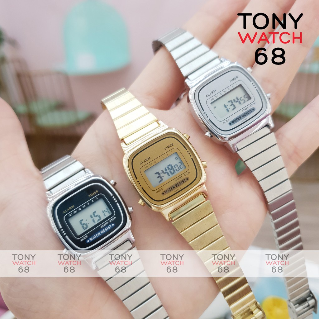 Đồng hồ điện tử SK nữ mặt vuông cong bản mini chống nước chính hãng cho dân văn phòng Tony Watch 68