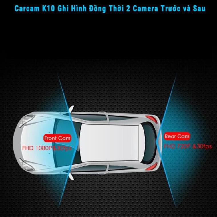 [ Sale ] [ Gía shock] Camera Hành Trình Car Cam K10 GPS 2 Camera Trước Sau-cảnh báo lấn làn va chạm .