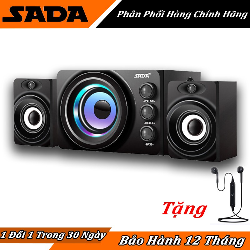 [Hàng Chính Hãng] Loa Vi Tính Gaming Bluetooth SADA D206 + Tặng Tai Nghe Bluetooth Cao Cấp