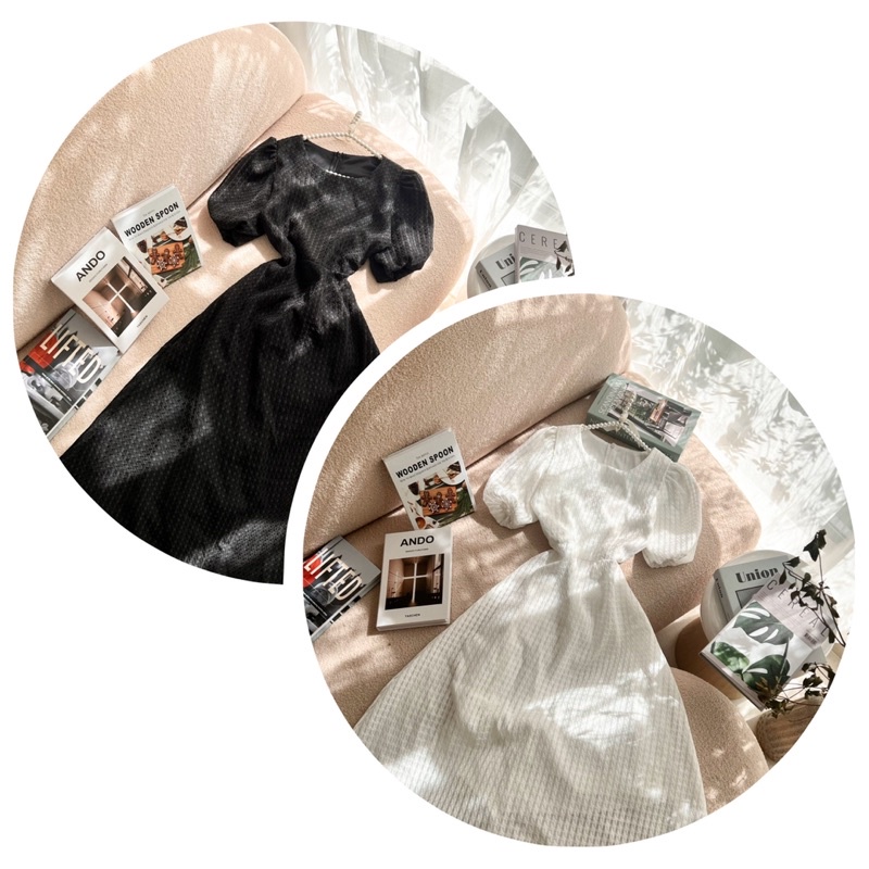 ĐẦM MIDI CỔ TRÒN TAY BỒNG