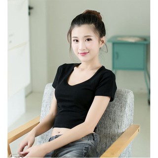 Áo nữ đẹp Áo croptop cổ tròn chất thun nhập(1921)
