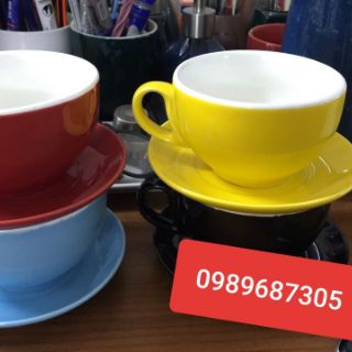 Combo 10 bộ cốc + đĩa cafe capuchino đủ màu