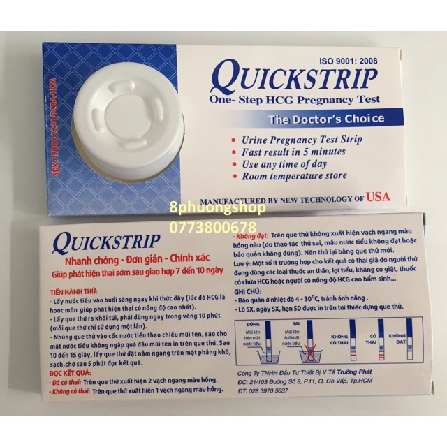 Combo 10 hộp que thử thai Quickstrip (hộp 24 que)