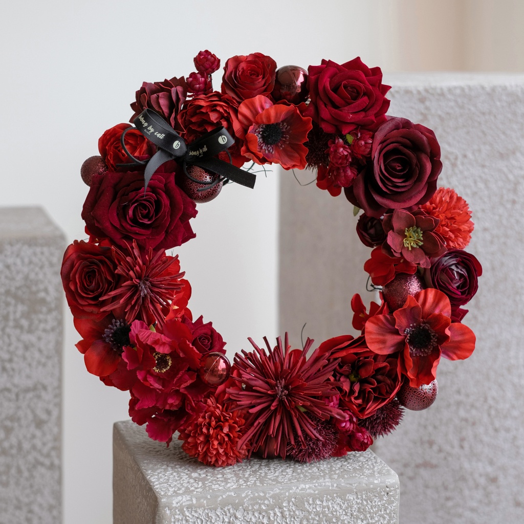 Vòng hoa treo cửa đẹp - vòng hoa trang trí phong cách vintage Hàn Quốc thương hiệu BÔNG BY CATT