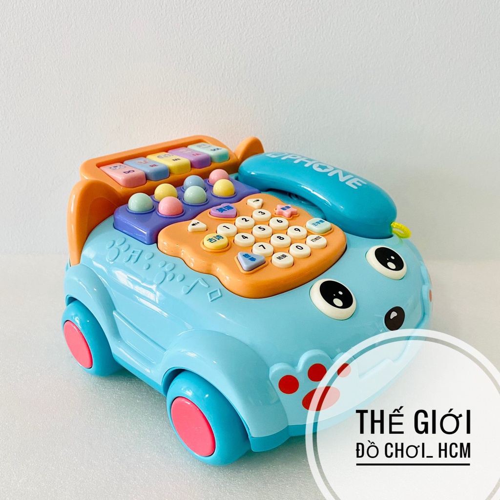 [HOT-CHẤT LƯỢNG] Đồ chơi điện thoại bàn có đèn nhạc, có bánh xe siêu to  dành cho bé trai bé gái thích mô hình xe ô tô